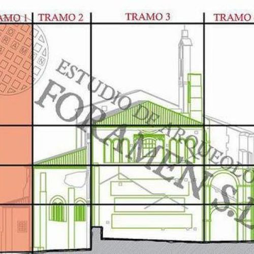 Plano alzado Oeste de la Iglesia de la Peregrina, Sahagún, León.