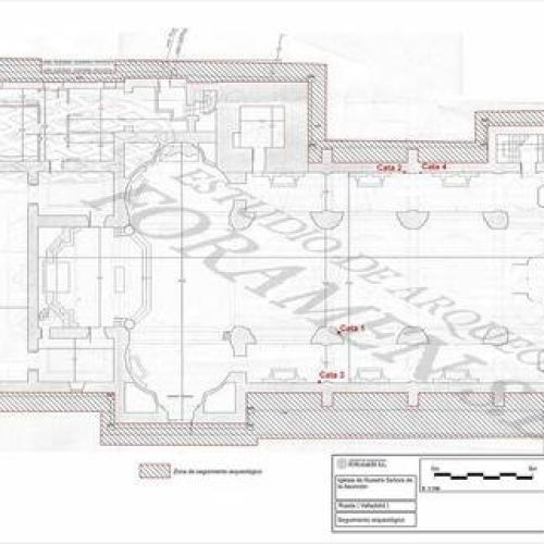 Plano de las catas murarias de Nuestra señora de la Asunción, Valladolid