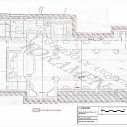 Plano de las catas murarias de Nuestra señora de la Asunción, Valladolid