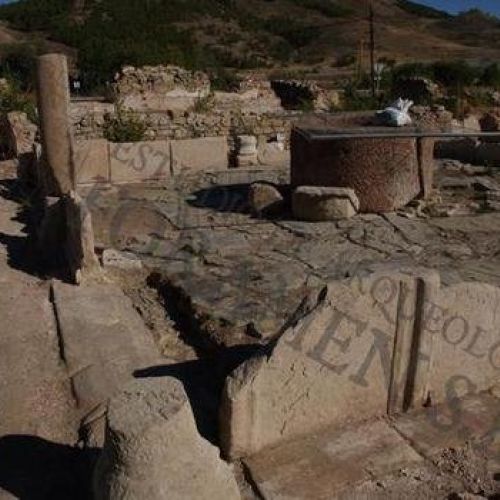 Desmontaje   desplazamiento de restos arqueológicos, Medinaceli, Soria